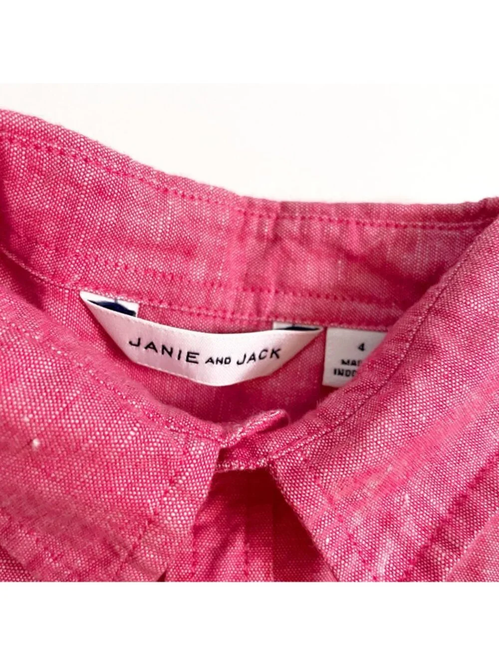 Janie and Jack Boys Red Linen Button Front Shirt, Size 4
